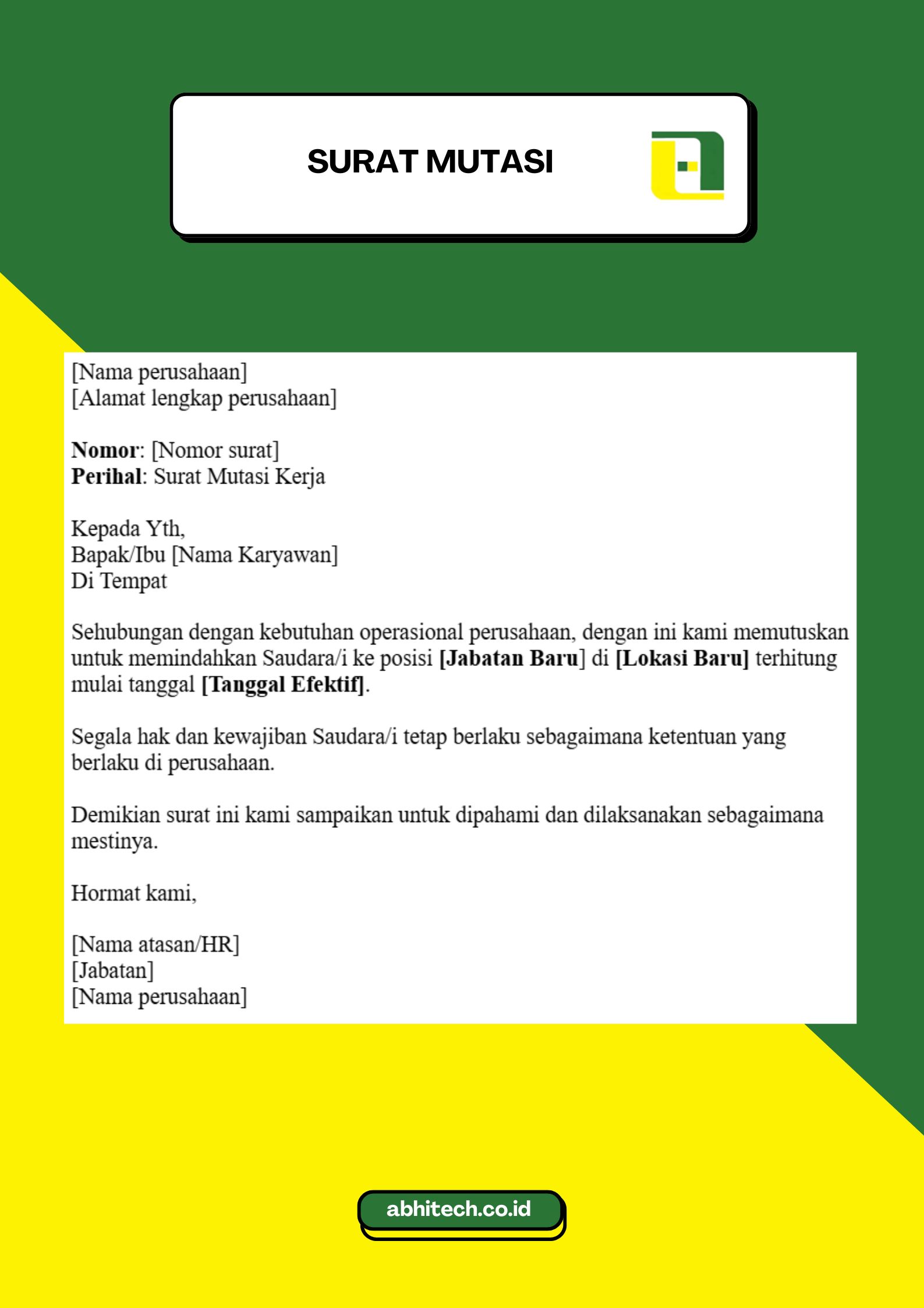 contooh surat mutasi karyawan